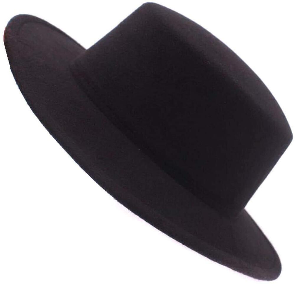 3048 Classic Unisex Wool Blend Fedora Hat Brim Flat Church Cap Wide Brim